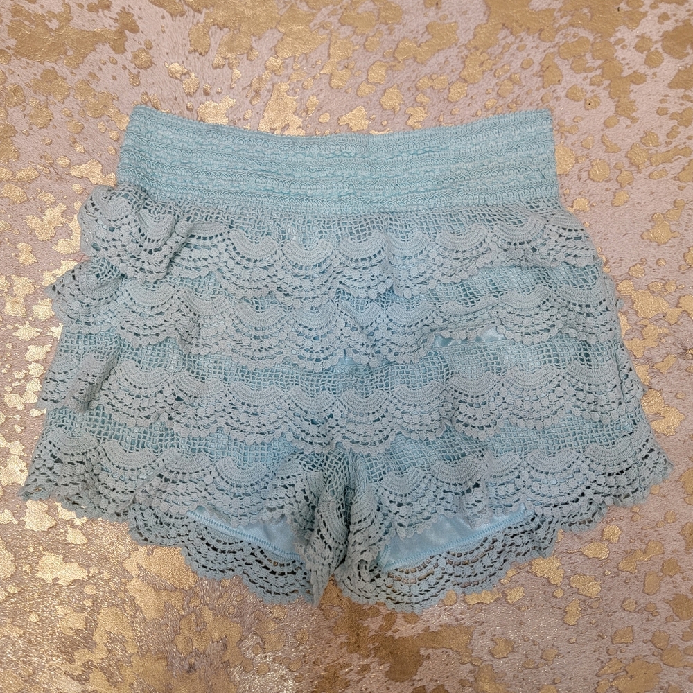 Baby blue lace shorts